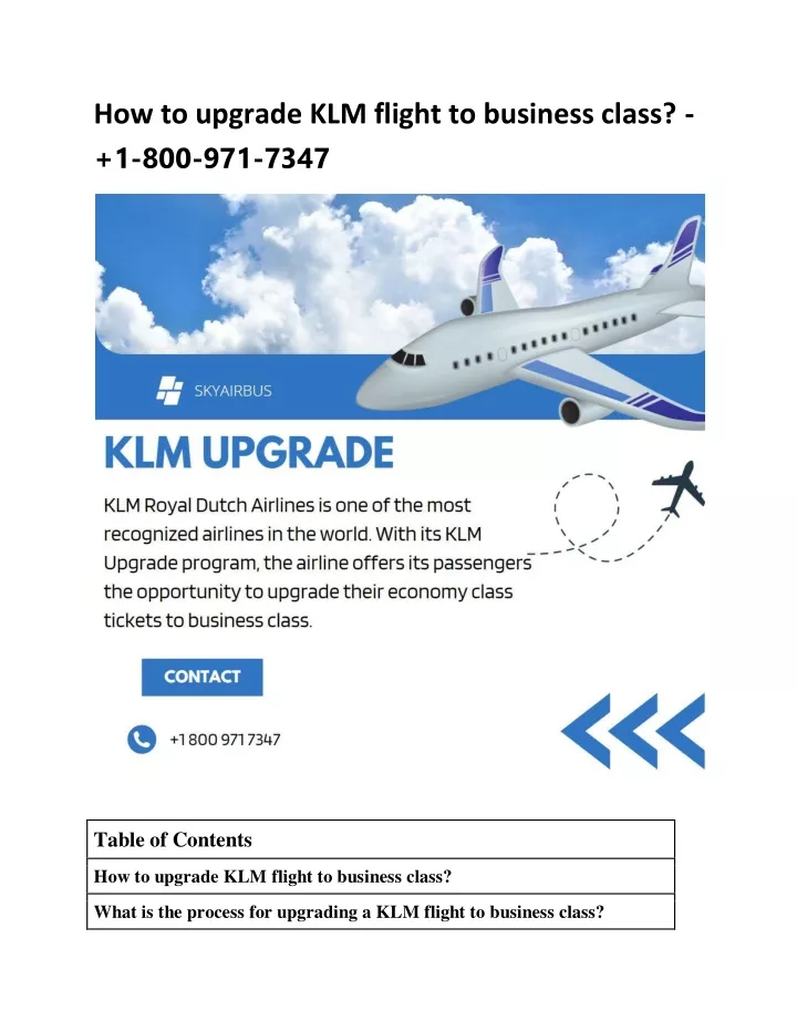 how to upgrade klm flight to business class