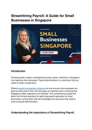 A Payroll Guide for Small Businesses in Singapore