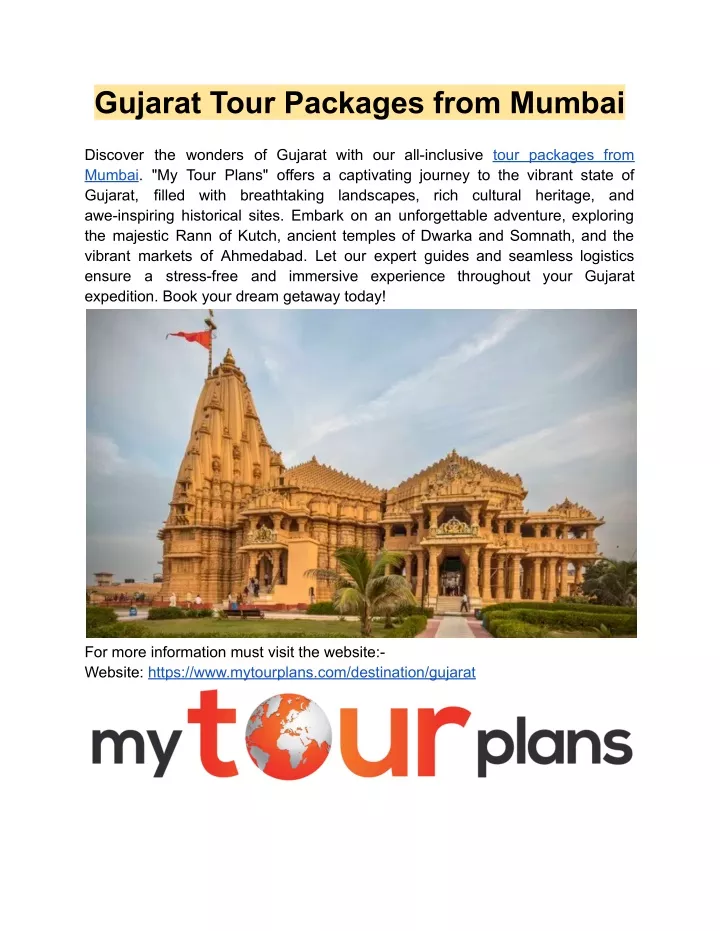 gujarat tour packages from mumbai