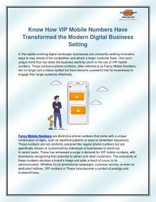 know how vip mobile numbers have transformed