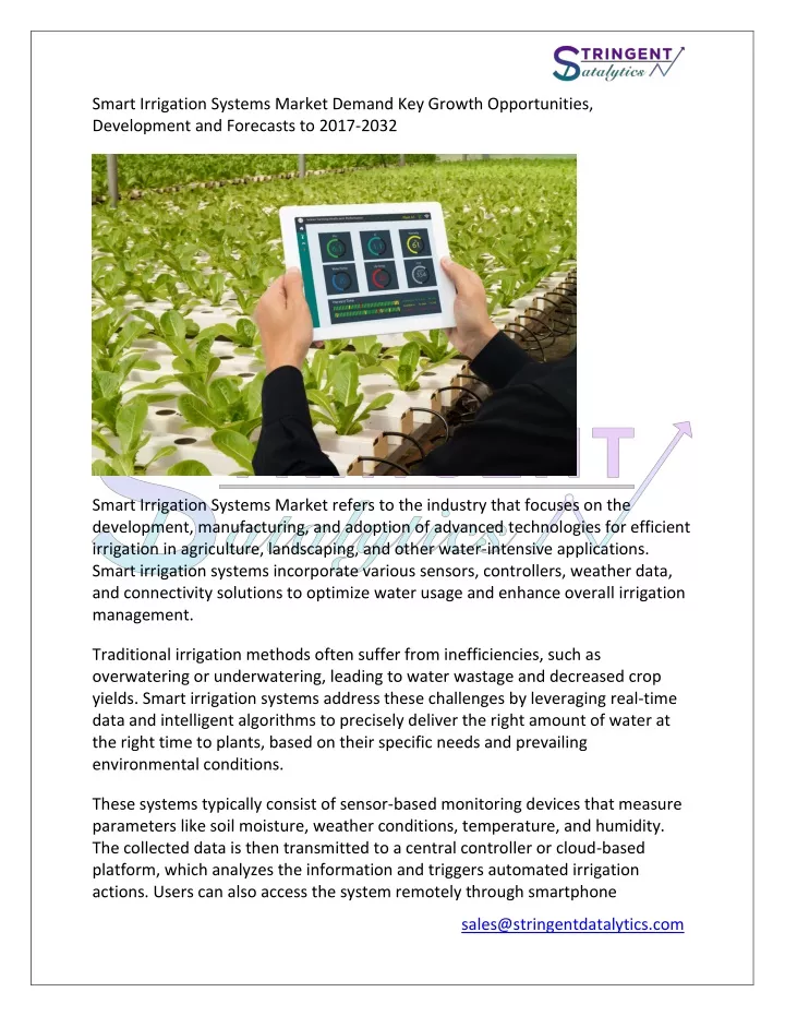 smart irrigation systems market demand key growth