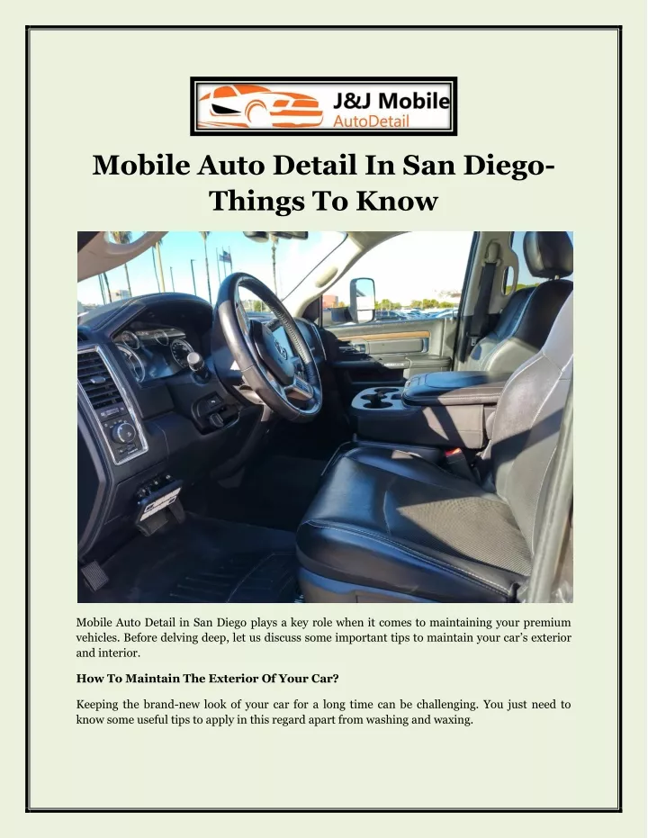 mobile auto detail in san diego things to know