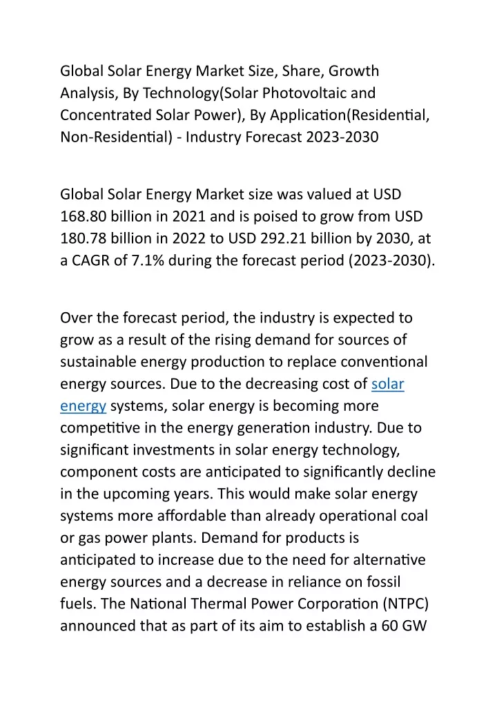 global solar energy market size share growth