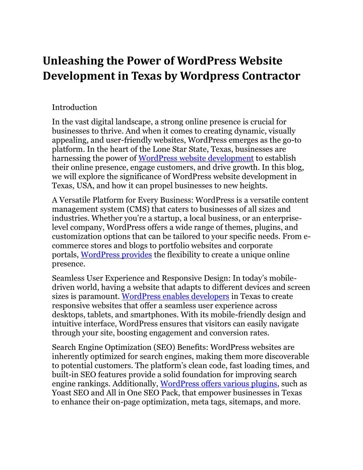 unleashing the power of wordpress website