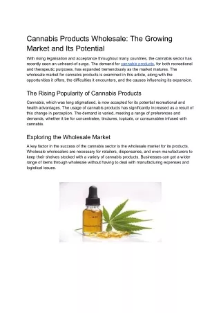 Cannabis Products Wholesale_ The Growing Market and Its Potential