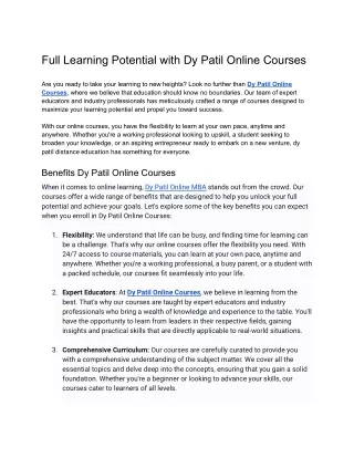 full learning potential with dy patil online