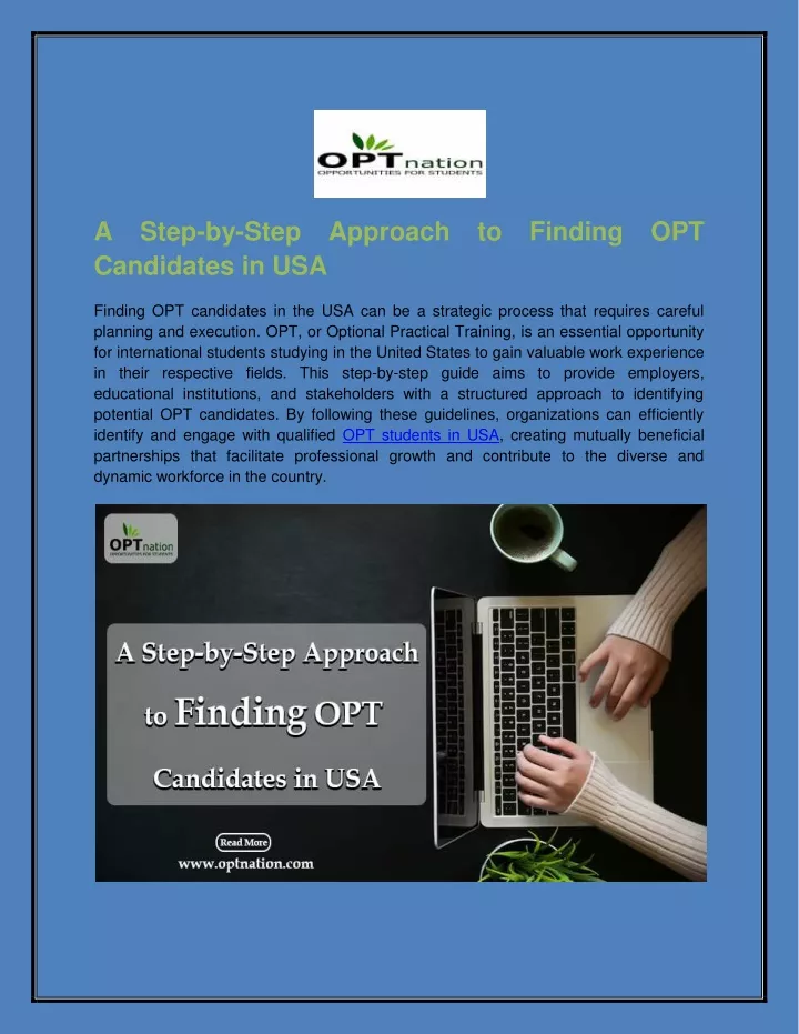a step by step approach to finding opt candidates