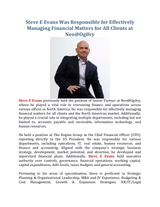steve e evans was responsible for effectively