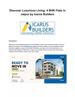 Discover Luxurious Living_ 4 BHK Flats in Jaipur by Icarus Builders
