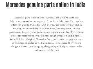 Mercedes genuine parts online in India