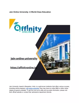 jain online university a world class education