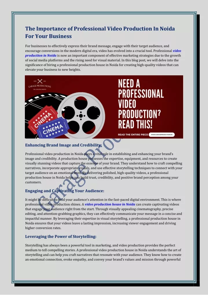 the importance of professional video production