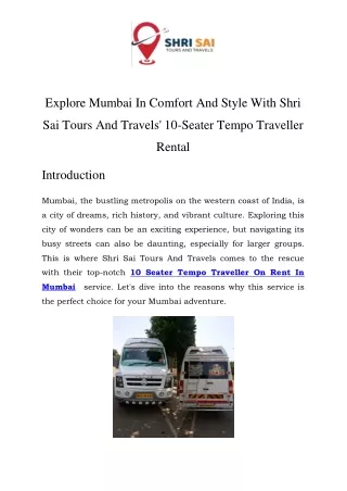 10 Seater Tempo Traveller on Rent in Mumbai Call-7414977033