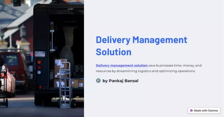 delivery management solution