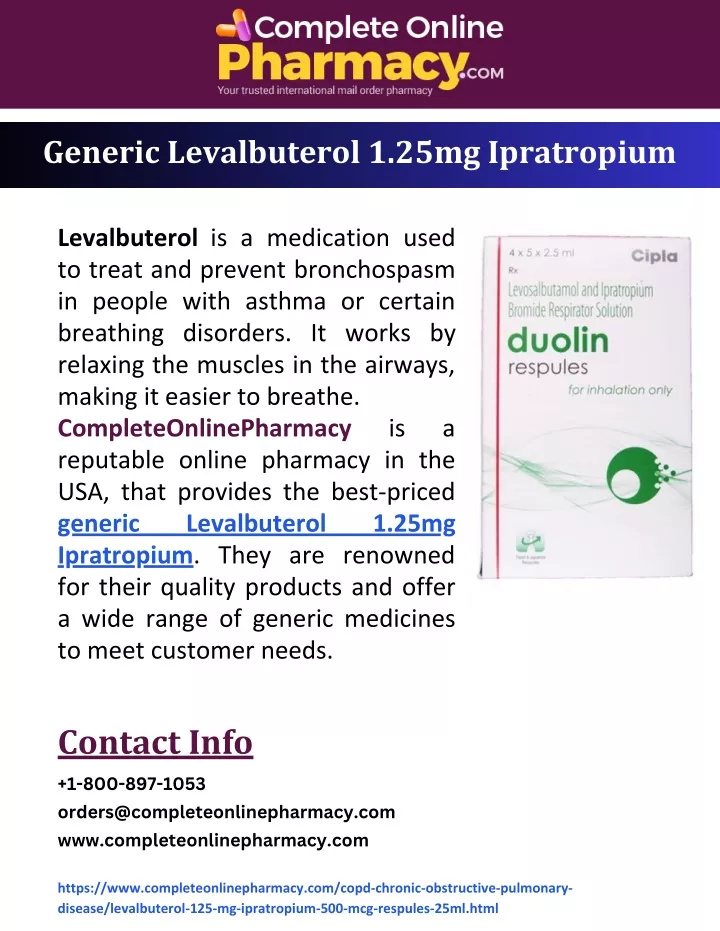 generic levalbuterol 1 25mg ipratropium