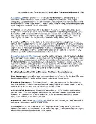 improve customer experience using servicenow
