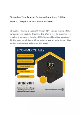 Streamline Your Amazon Business Operations: 15 Key Tasks to Delegate to Your Vir