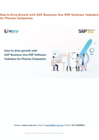 How to Drive Growth with SAP Business One ERP Software Vadodara for Pharma Compa