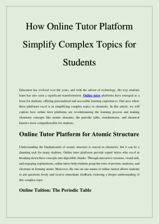 How Online Tutor Platform Simplify Complex Topics for Students