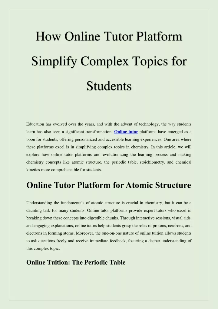 how online tutor platform