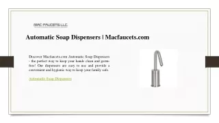 Automatic Soap Dispensers  Macfaucets.com