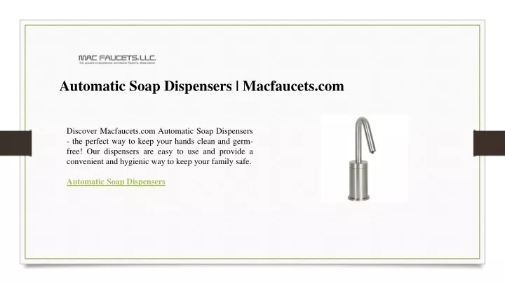 automatic soap dispensers macfaucets com