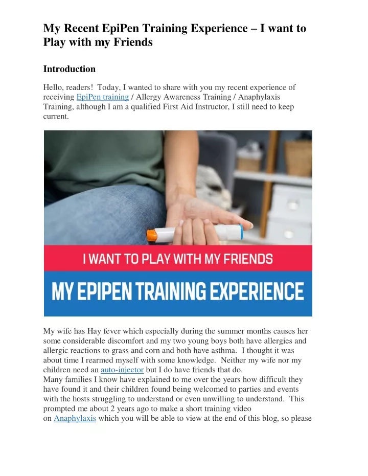 my recent epipen training experience i want