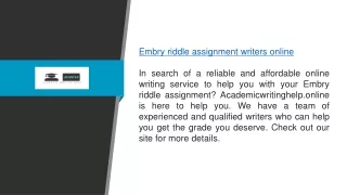 Embry Riddle Assignment Writers Online  Academicwritinghelp.online