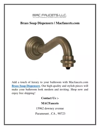 Brass Soap Dispensers  Macfaucets