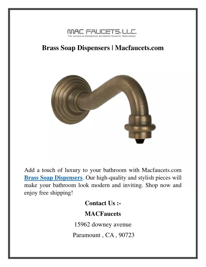 brass soap dispensers macfaucets com