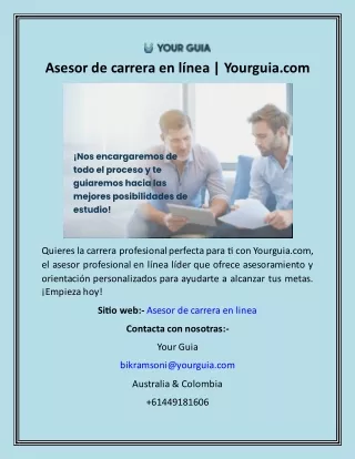 Asesor de carrera en línea  Yourguia