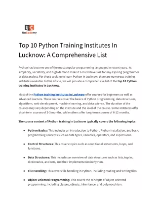 Top 10 Python Training Institutes In Lucknow_ A Comprehensive List