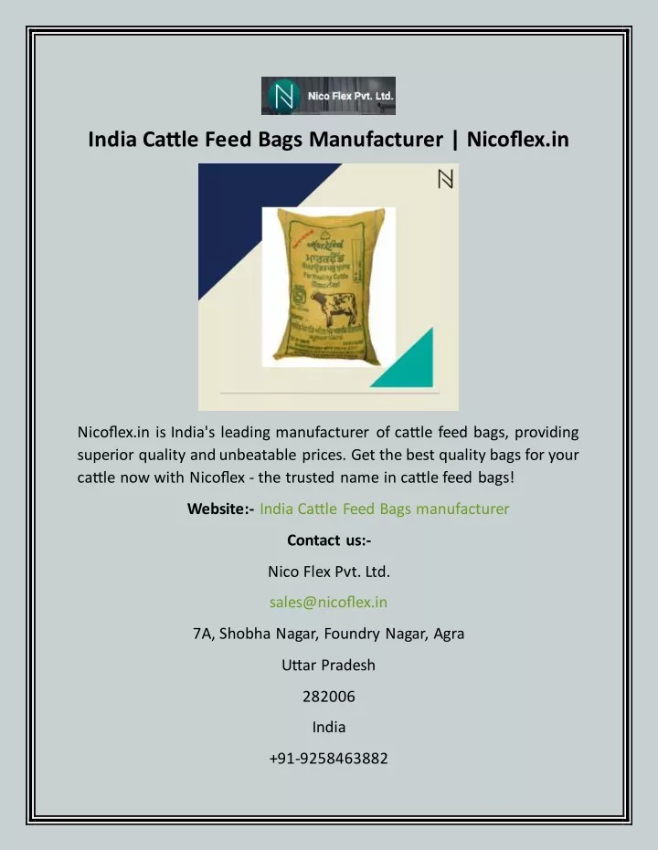 india cattle feed bags manufacturer nicoflex in