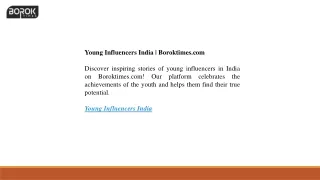 Young Influencers India Boroktimes.com