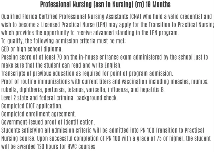 professional nursing asn in nursing rn 19 months