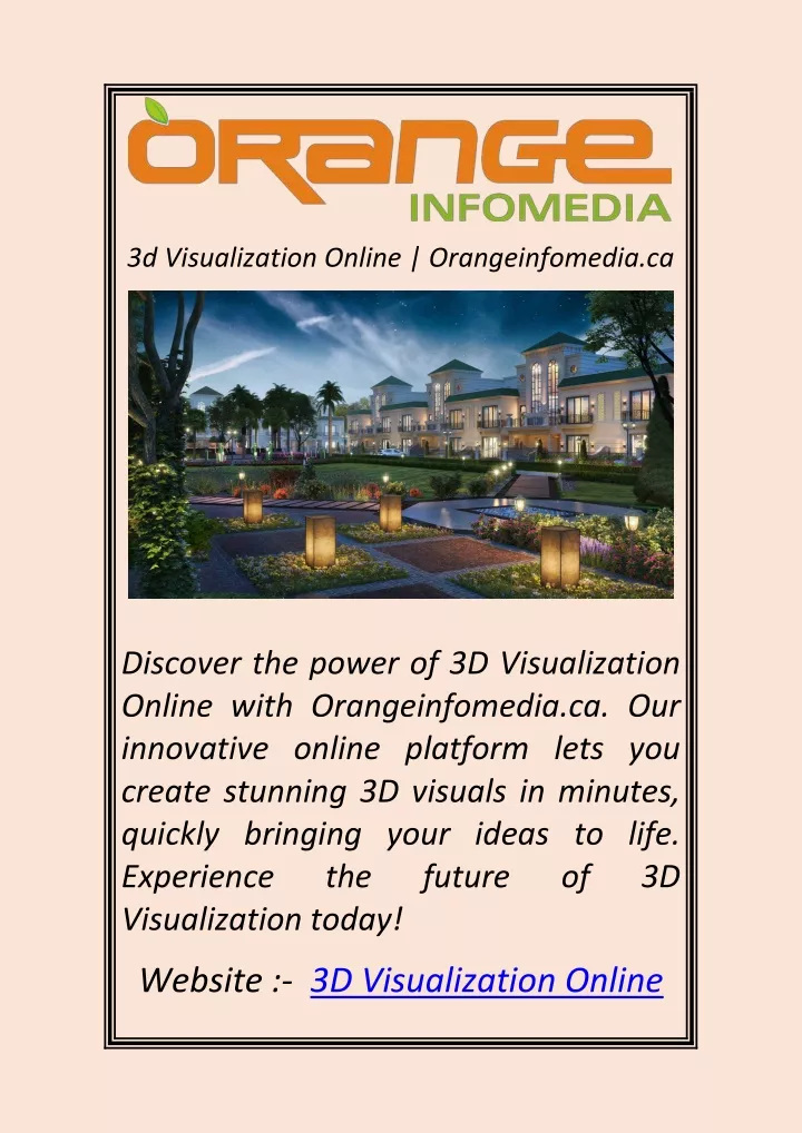 3d visualization online orangeinfomedia ca