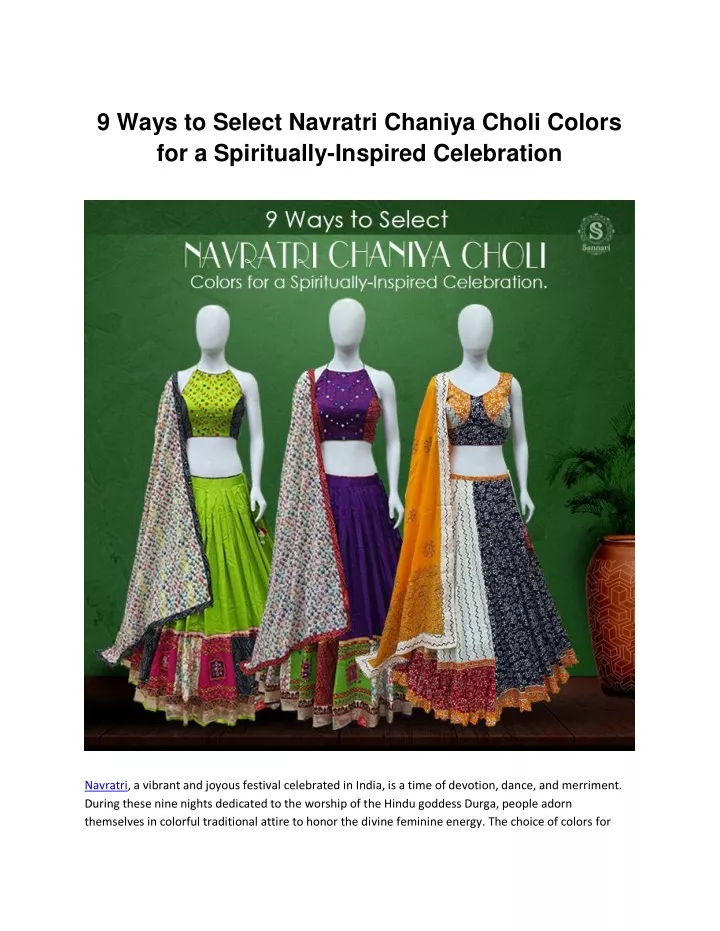 9 ways to select navratri chaniya choli colors