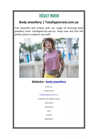 Body Jewellery  Totallypierced.com.au