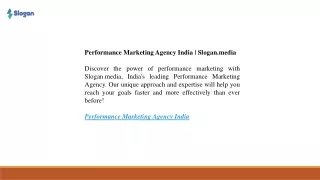 Performance Marketing Agency India  Slogan.media