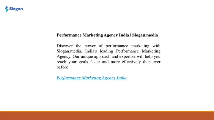 performance marketing agency india slogan media