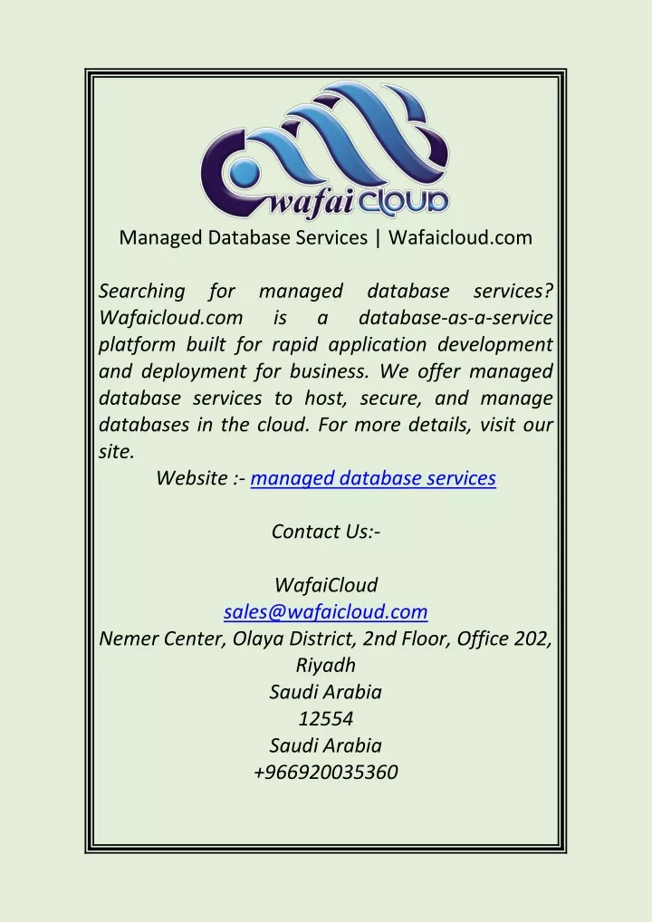 managed database services wafaicloud com
