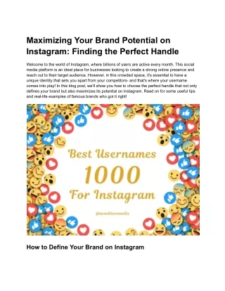 Maximizing Your Brand Potential on Instagram_ Finding the Perfect Handle