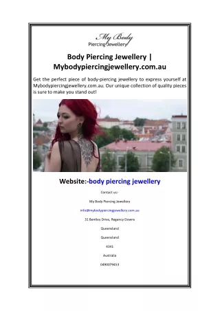 Body Piercing Jewellery  Mybodypiercingjewellery.com.au
