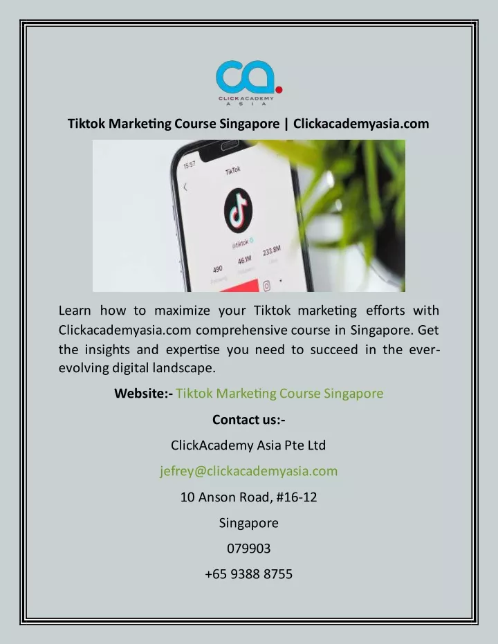 tiktok marketing course singapore