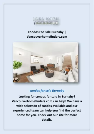 Condos For Sale BurnabyCondos For Sale Burnaby | Vancouverhomefinders.com