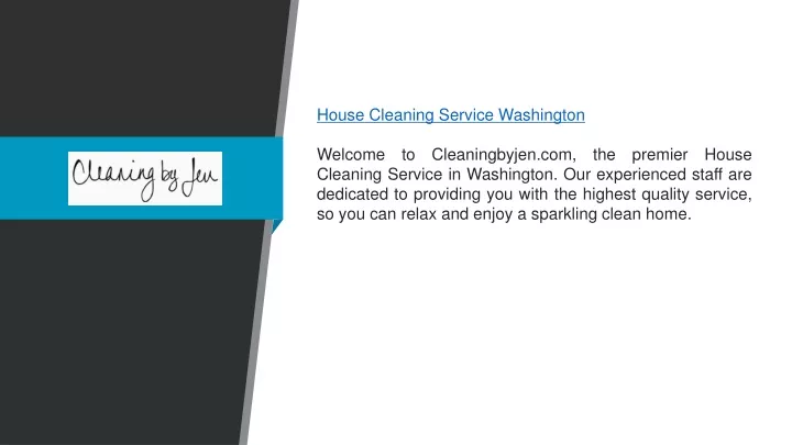 house cleaning service washington welcome