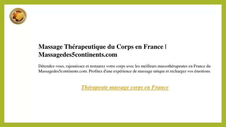 massage th rapeutique du corps en france