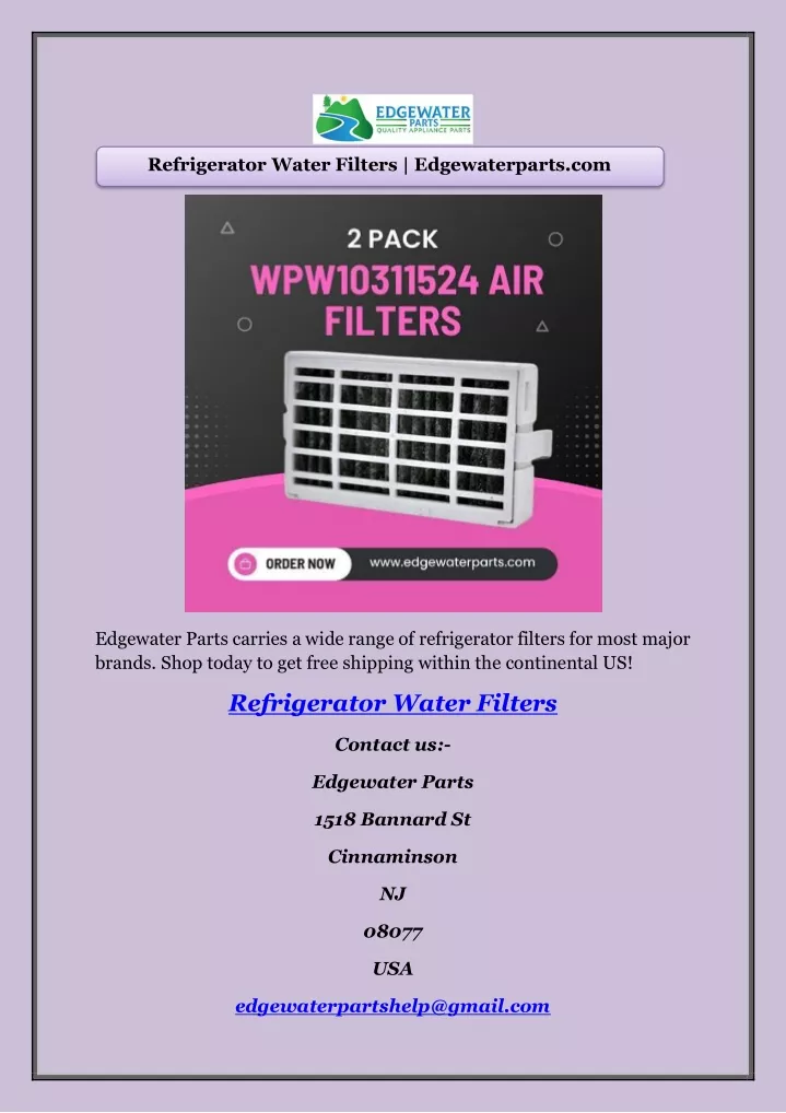 refrigerator water filters edgewaterparts com