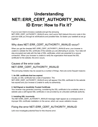 Understanding NET__ERR_CERT_AUTHORITY_INVALID Error_ How to Fix it