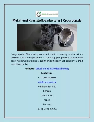 Metall und Kunststoffbearbeitung  Csc-group.de